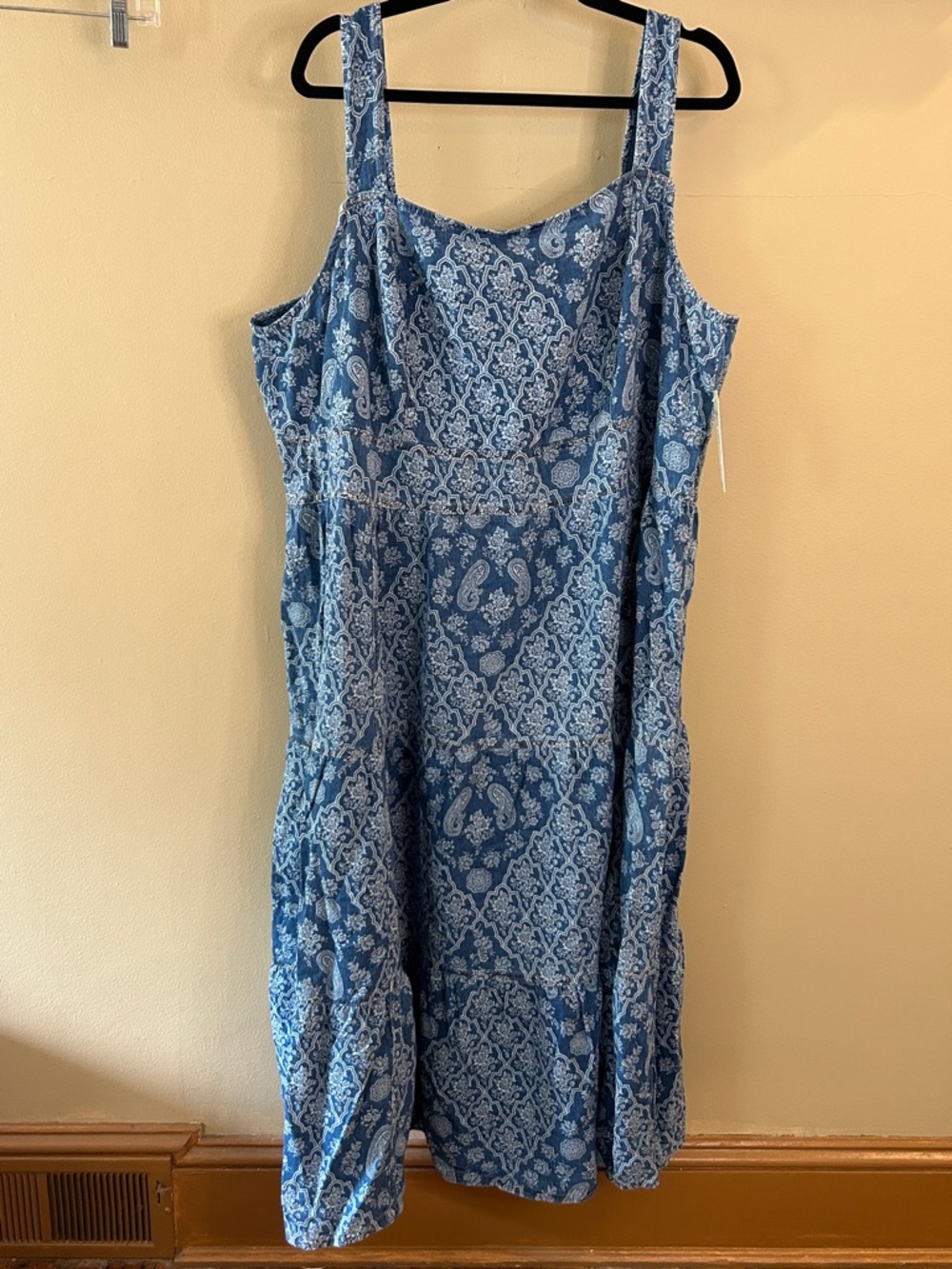 Blue Paisley-Print Sleeveless Sun Dress